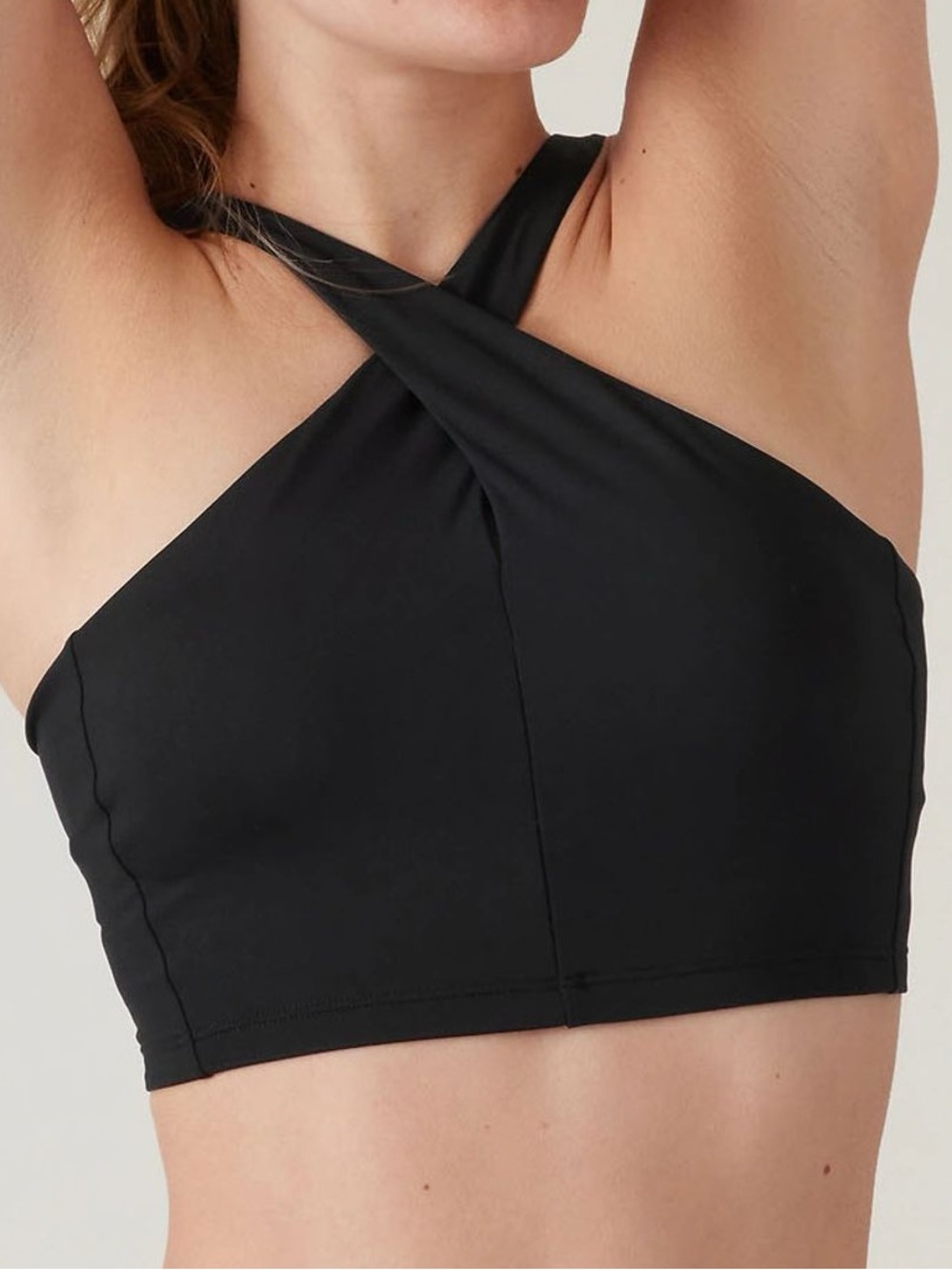 ATHLETA Black Crossed Bikini Top with Built-In Bra Size M